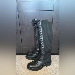 Sam Edelman Black Lace-Up Knee Boots